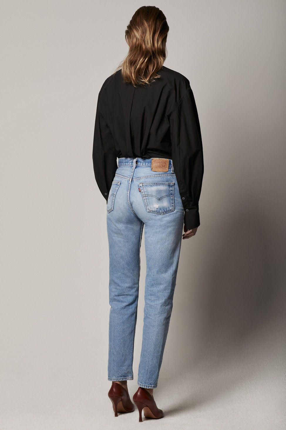 Another Tomorrow Exaggerated Bow Blouse in Black – Cotton Women's Top