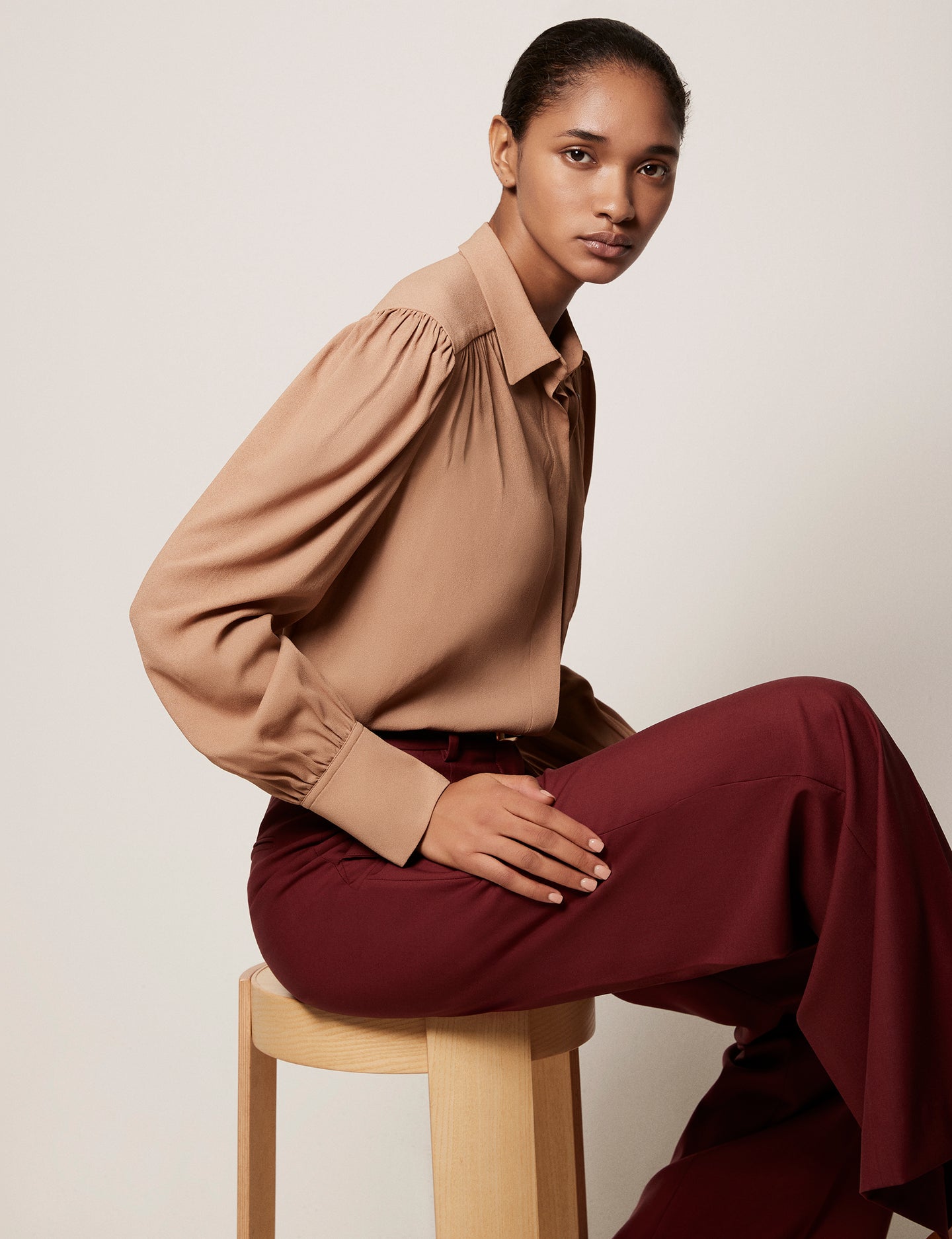 Another Tomorrow Gathered Blouse in Chanterelle – Viscose Women's Top