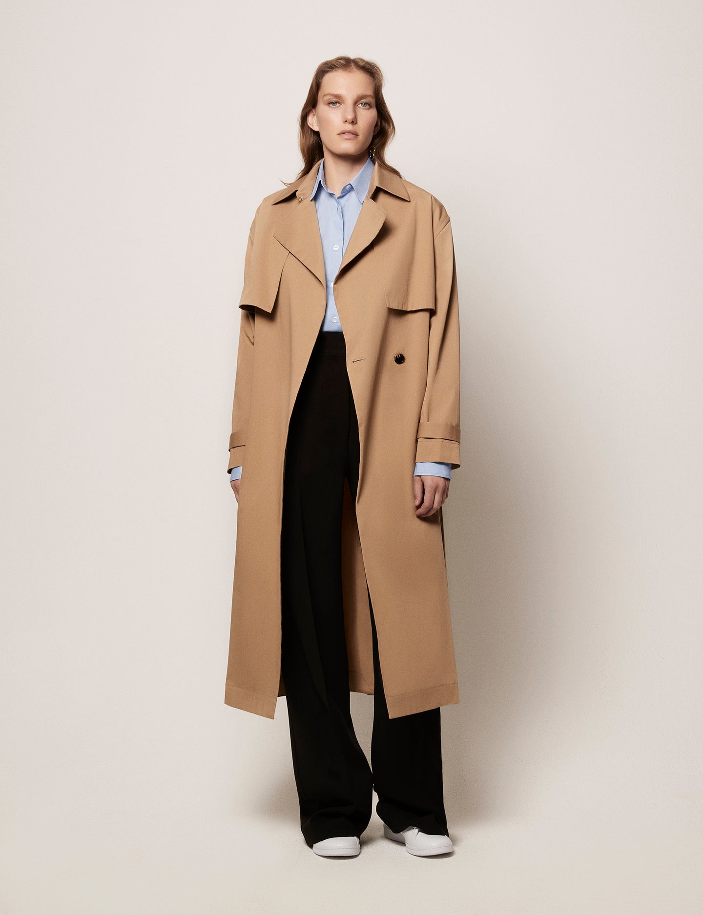 Another Tomorrow Trench in Marrone – Cotton Women's Outerwear