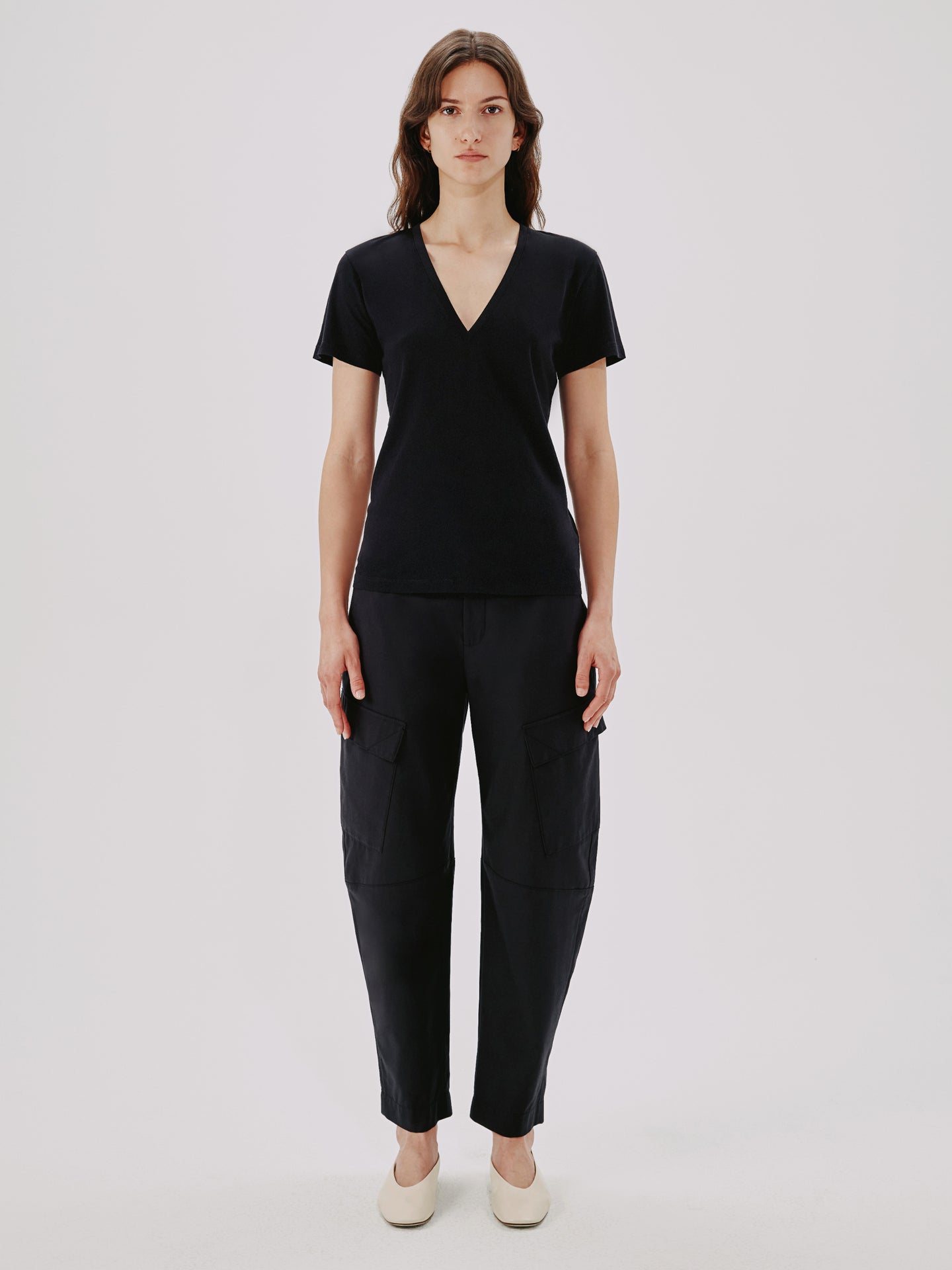 V-Neck Tee | Black in black