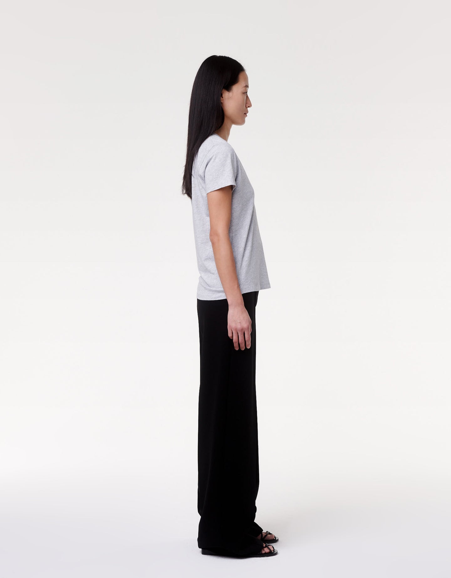 Another Tomorrow V-Neck Tee in Heather Grey – Cotton Women's Top