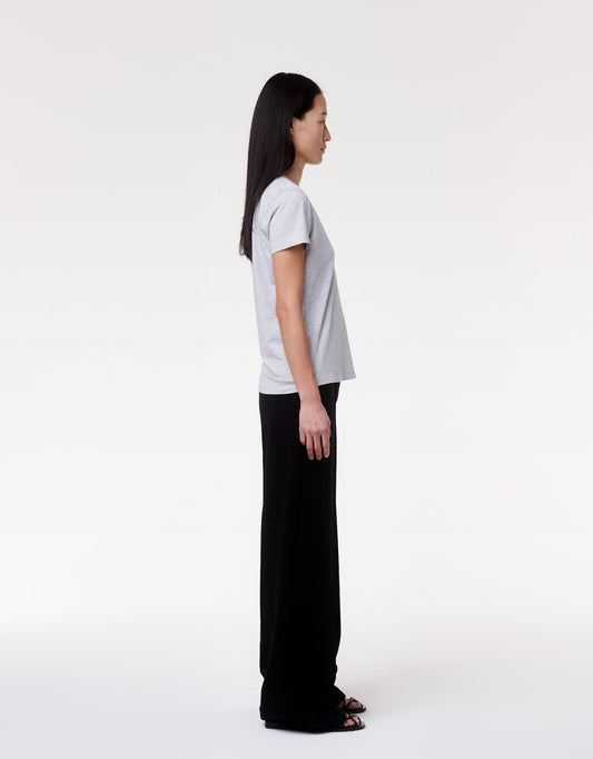 Another Tomorrow V-Neck Tee in Heather Grey – Cotton Women's Top
