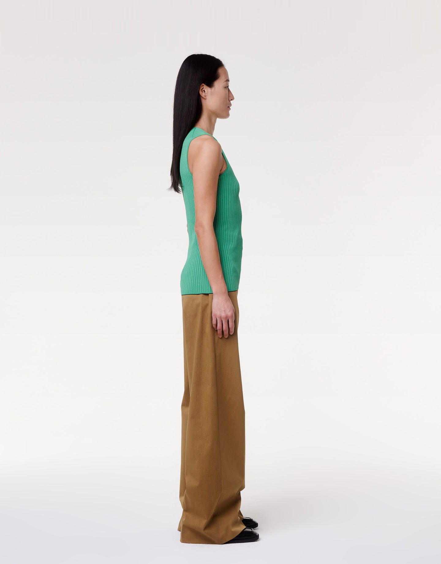 Another Tomorrow Wide Leg Pant in Fatigue – Cotton Women's Trousers