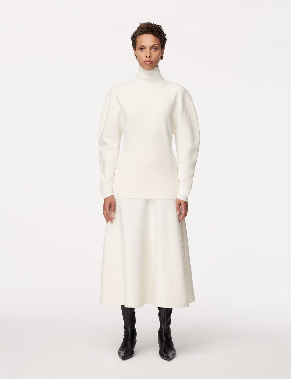 Another Tomorrow Merino Wool Knit Turtleneck in Off White – Wool Women's Knitwear