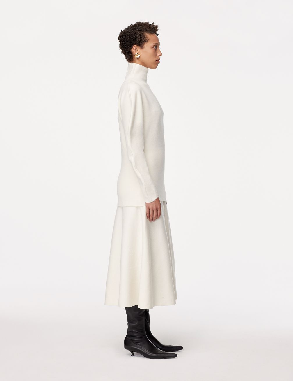 Another Tomorrow Merino Wool Knit Turtleneck in Off White – Wool Women's Knitwear
