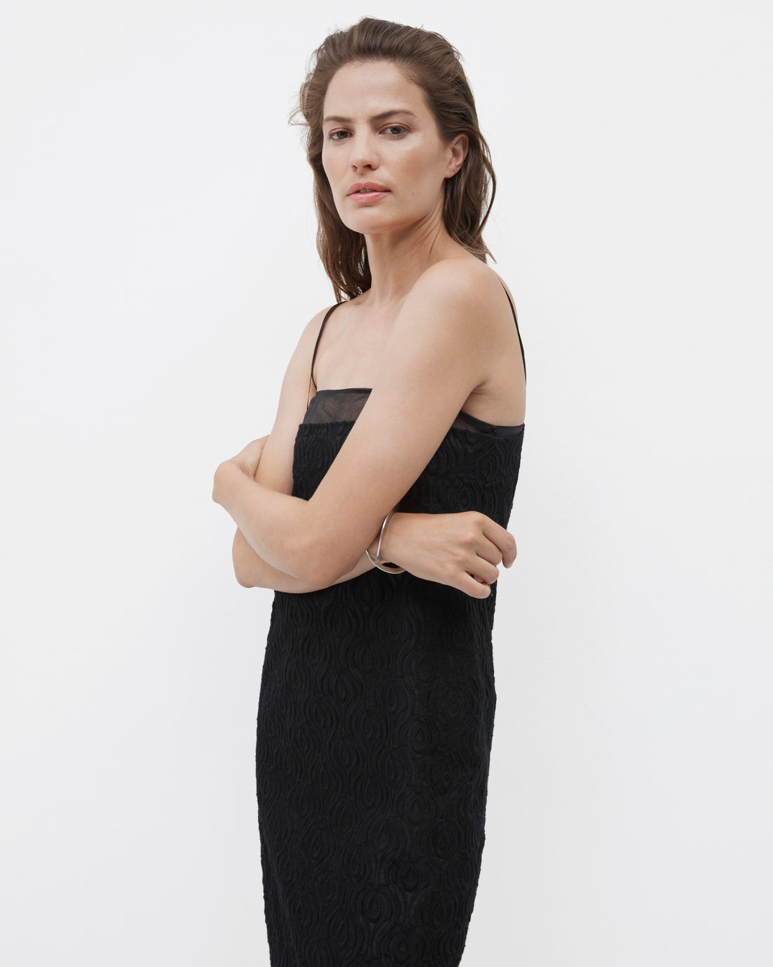 Silk Embroidered Dress | Black
