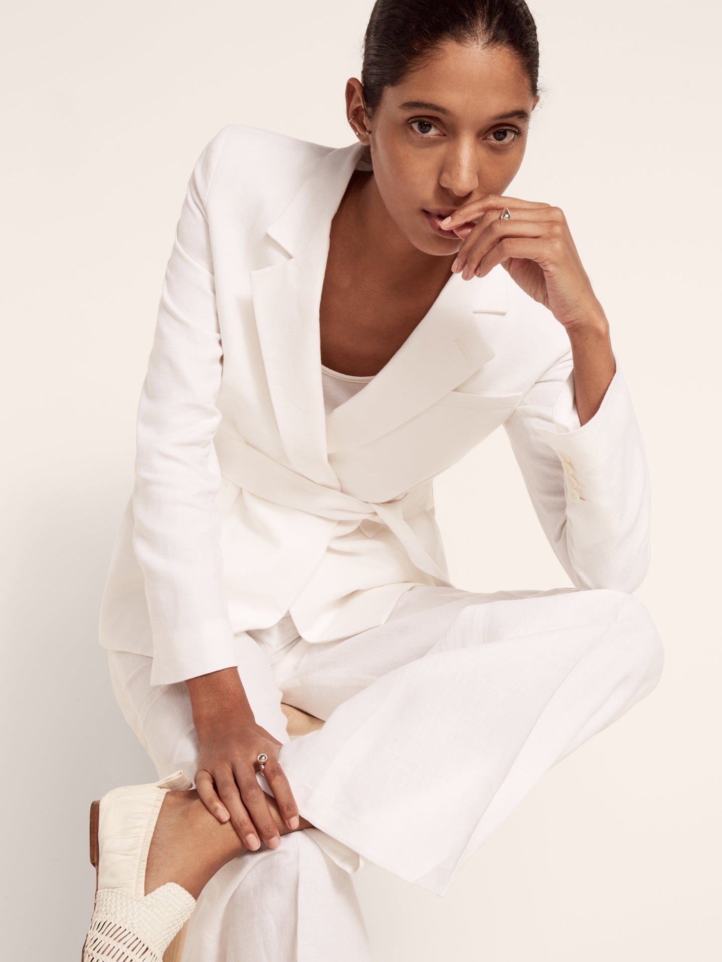 Another Tomorrow Summer Jacket in White – Linen Women's Jacket