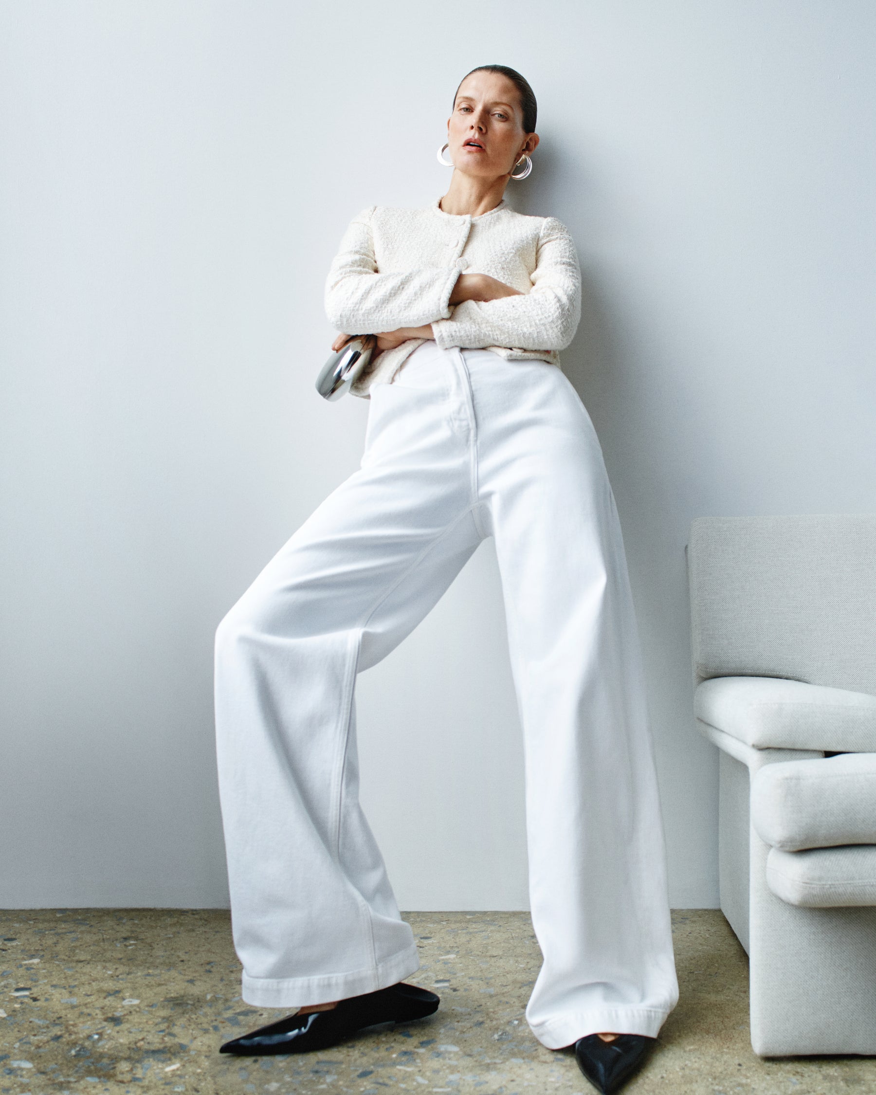 Woman in a timeless cream ensemble