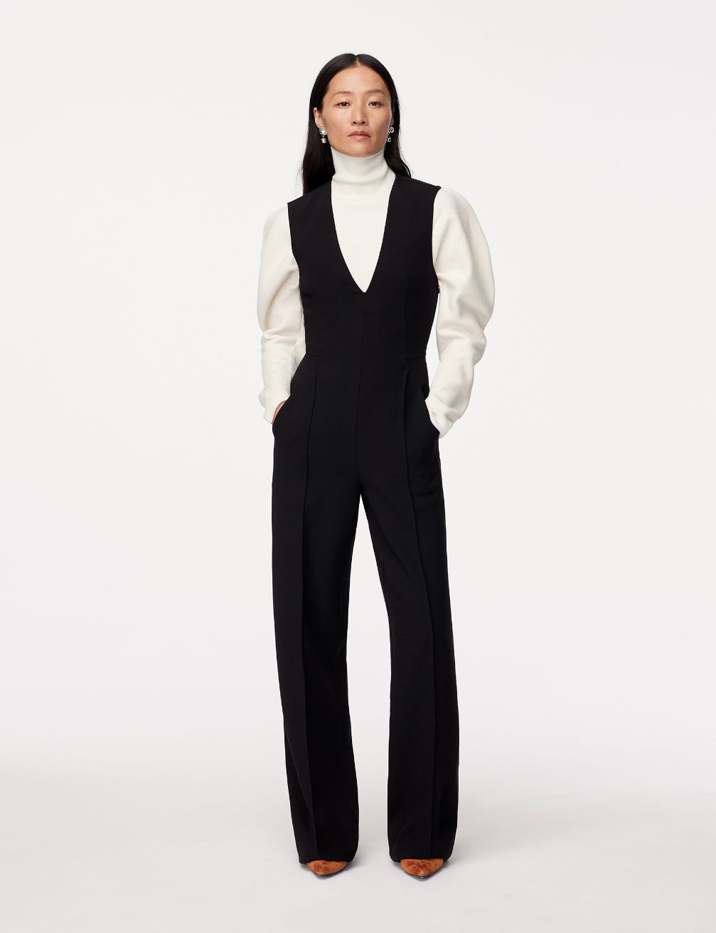 Another Tomorrow Doppio Jumpsuit in Black – Wool Women's Jumpsuit