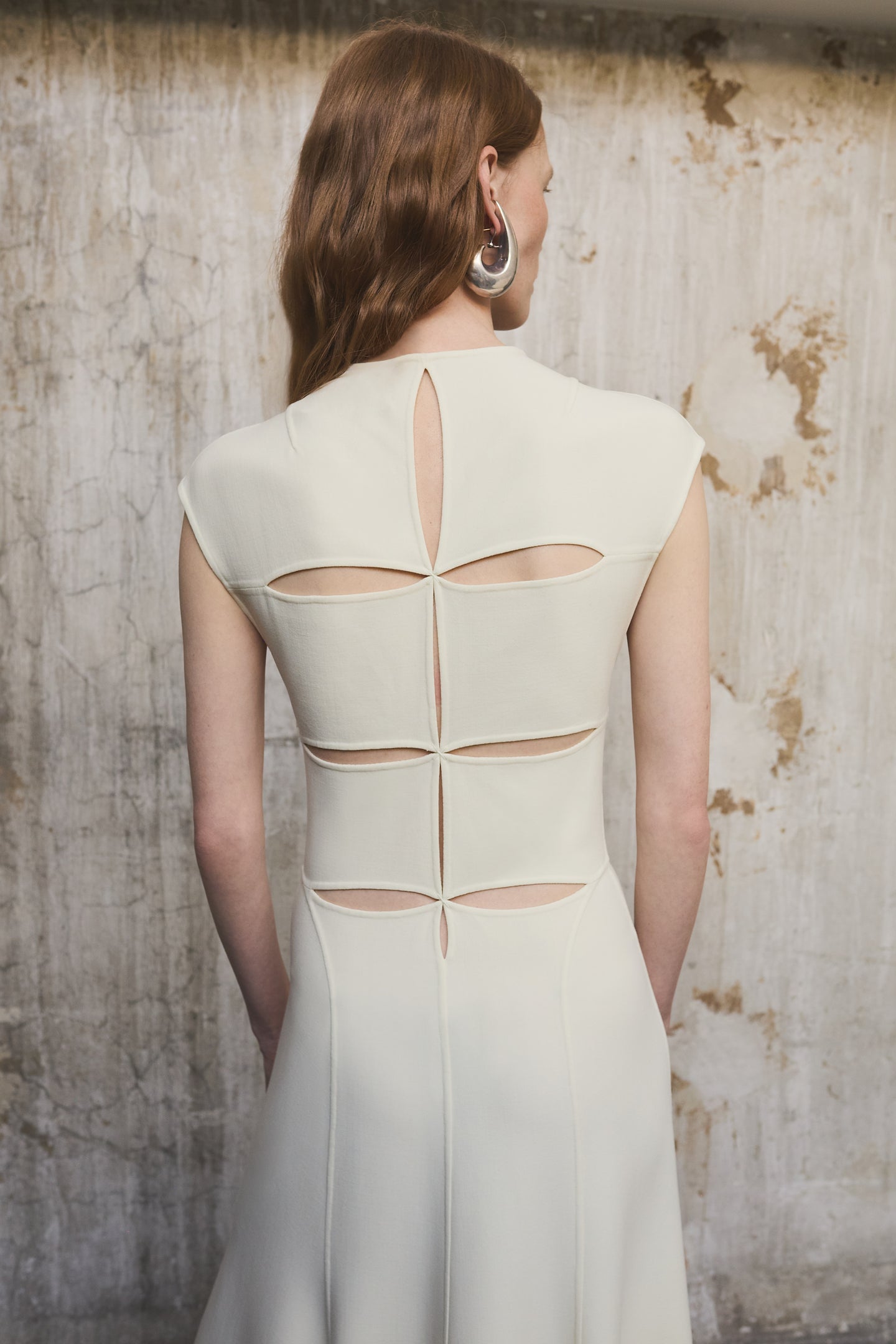 Double Face Cutout Dress | Cream