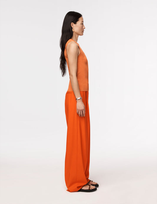 Another Tomorrow Ribbed Shell Knit in Tangerine – Viscose Women's Knitwear