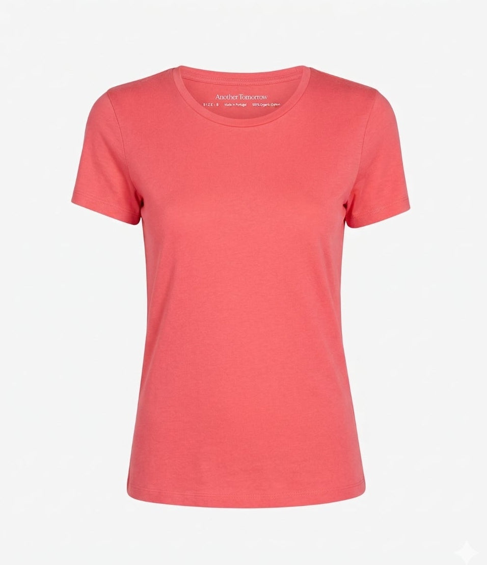 Another Tomorrow Crew Neck Tee in Rhubarb – Cotton Women's Top