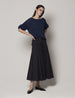Another Tomorrow Draped Knit Sweater in Navy – Cotton Women's Knitwear