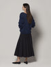 Another Tomorrow Draped Knit Sweater in Navy – Cotton Women's Knitwear