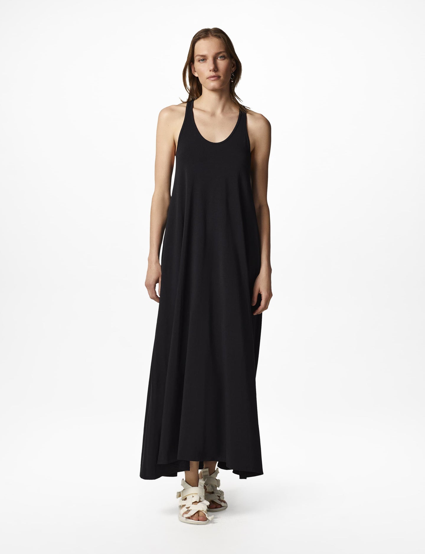 Another Tomorrow Racerback Dress in Black – Cotton Women's Dress