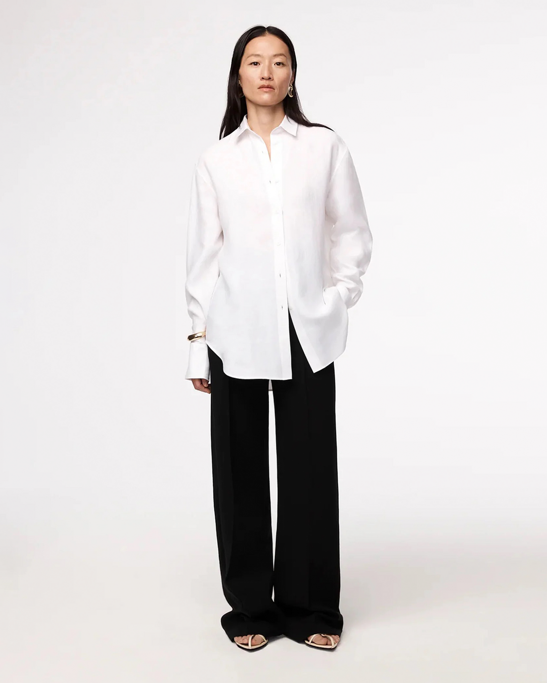 Another Tomorrow Linen Oversized Men's Shirt in White – Linen