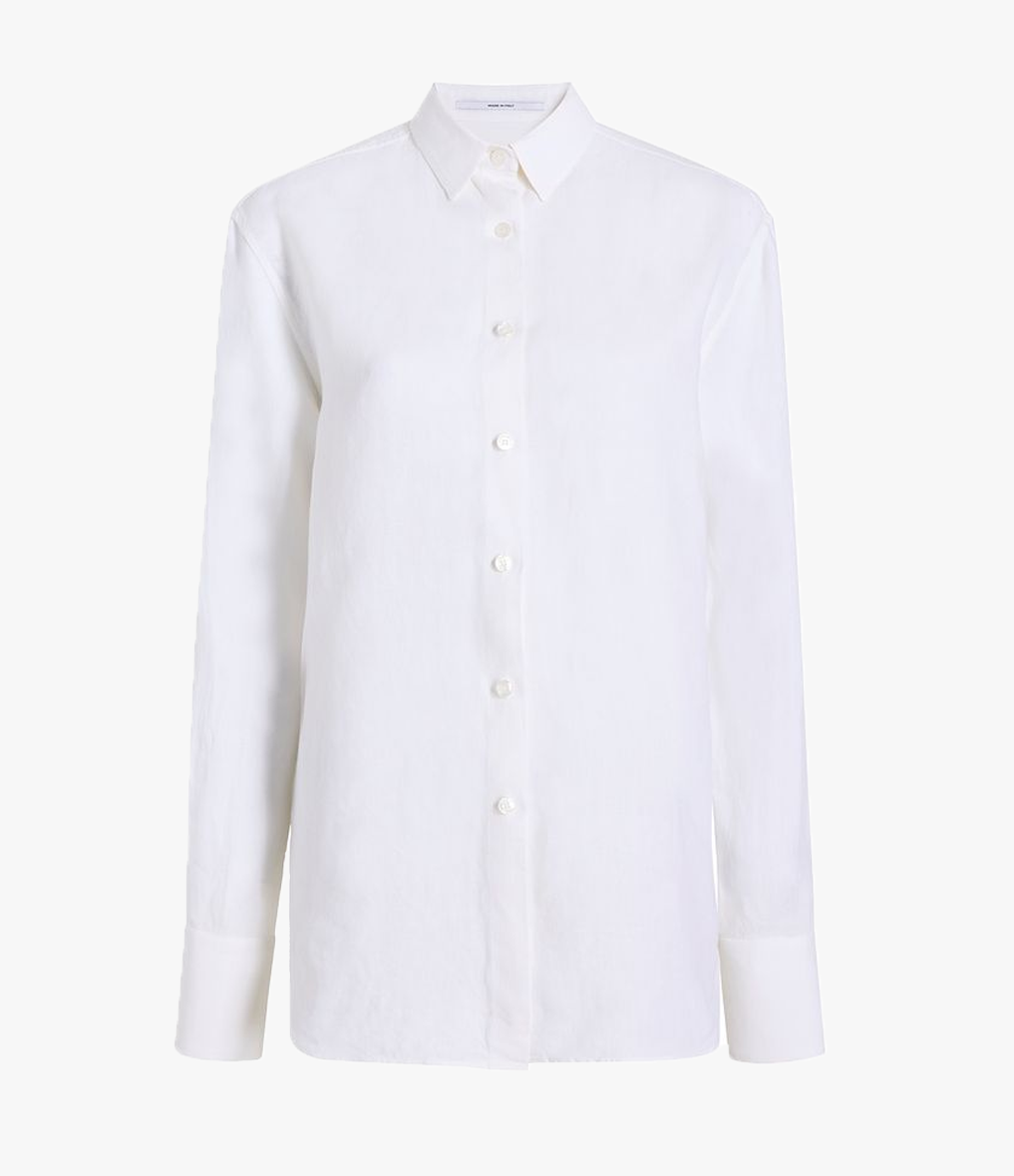 Another Tomorrow Linen Oversized Men's Shirt in White – Linen