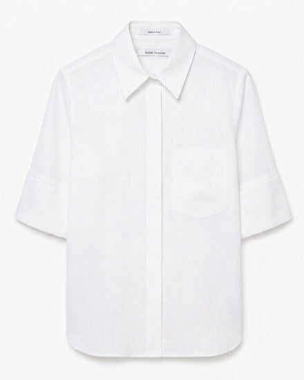 Linen French Cuff Blouse | Off White