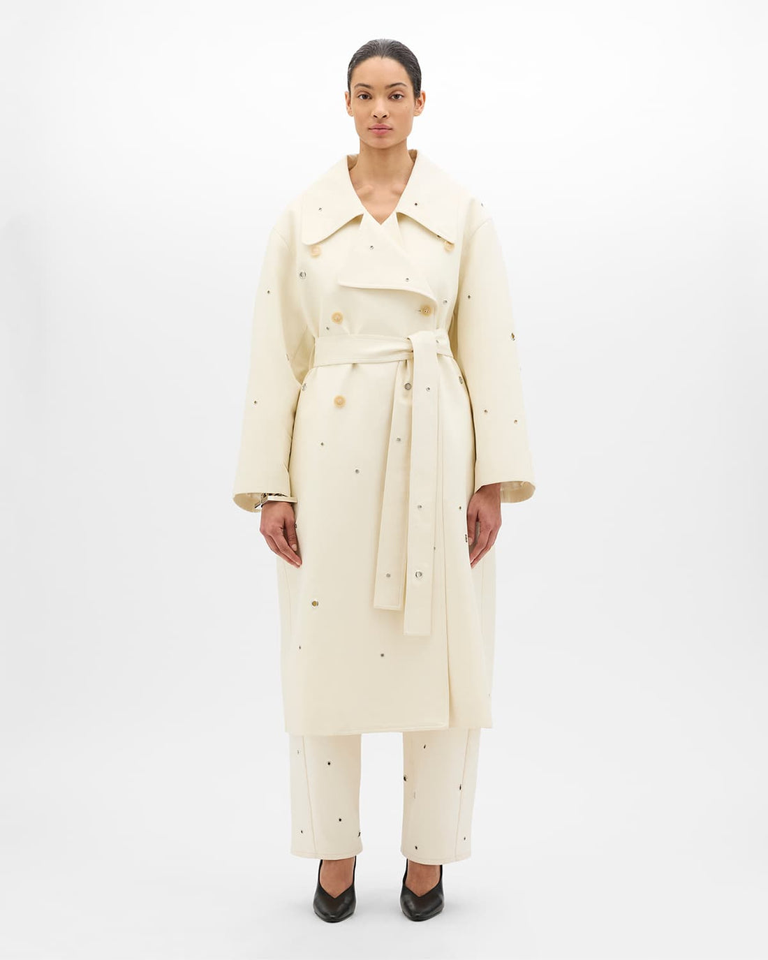 Eyelet Trench | Cream