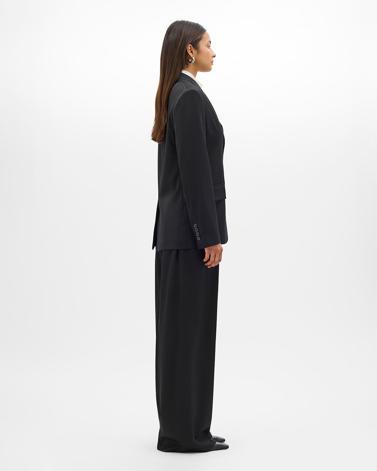 Wool Relaxed Blazer | Black