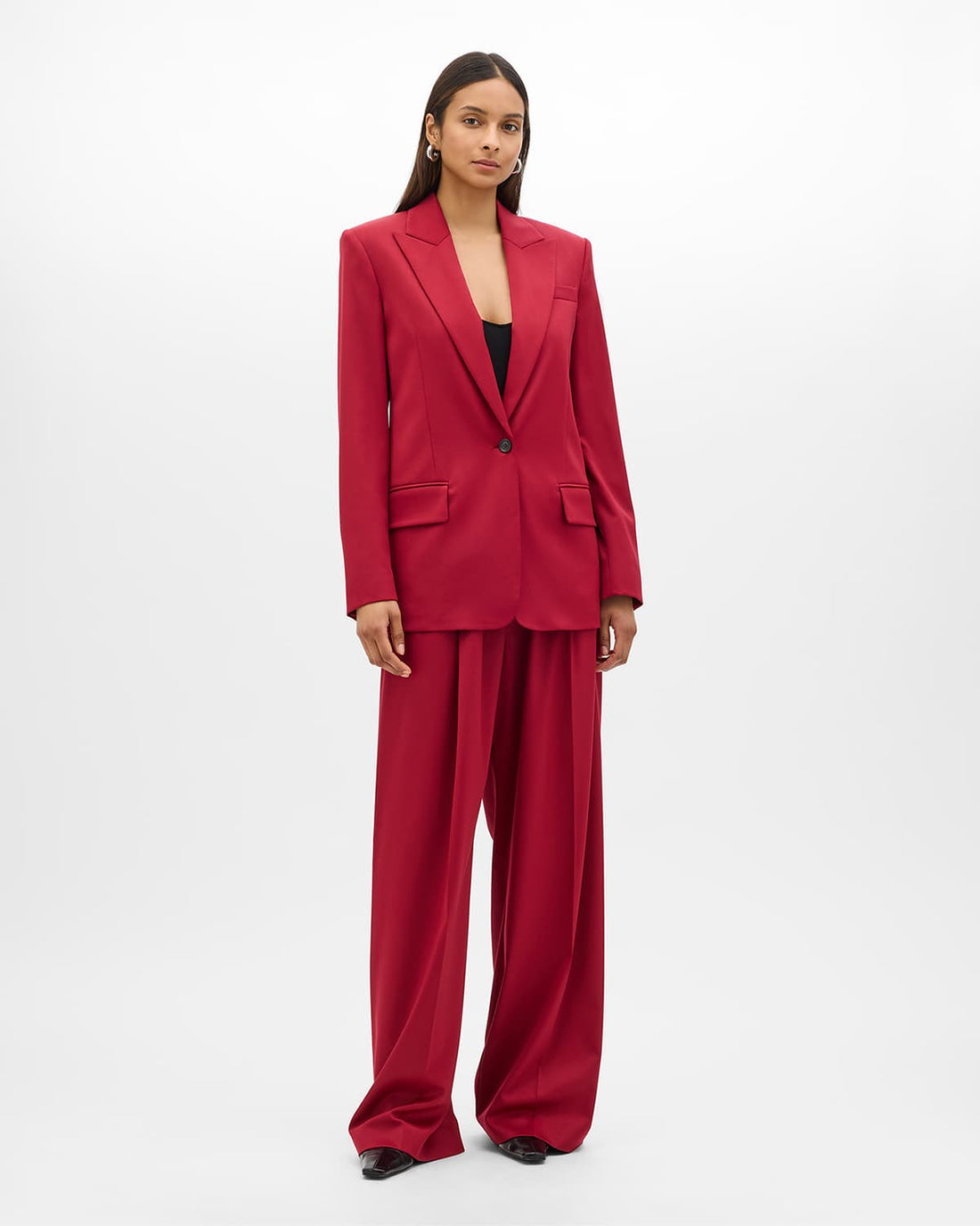 Single Button Relaxed Jacket | Pinot Noir