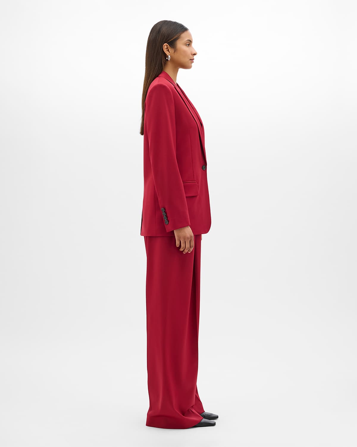 Single Button Relaxed Jacket | Pinot Noir