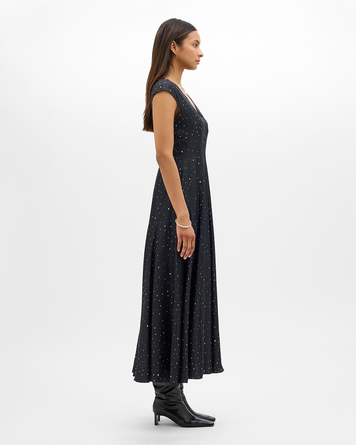 Silk Polka Dot Dress | Black/Cream Dot