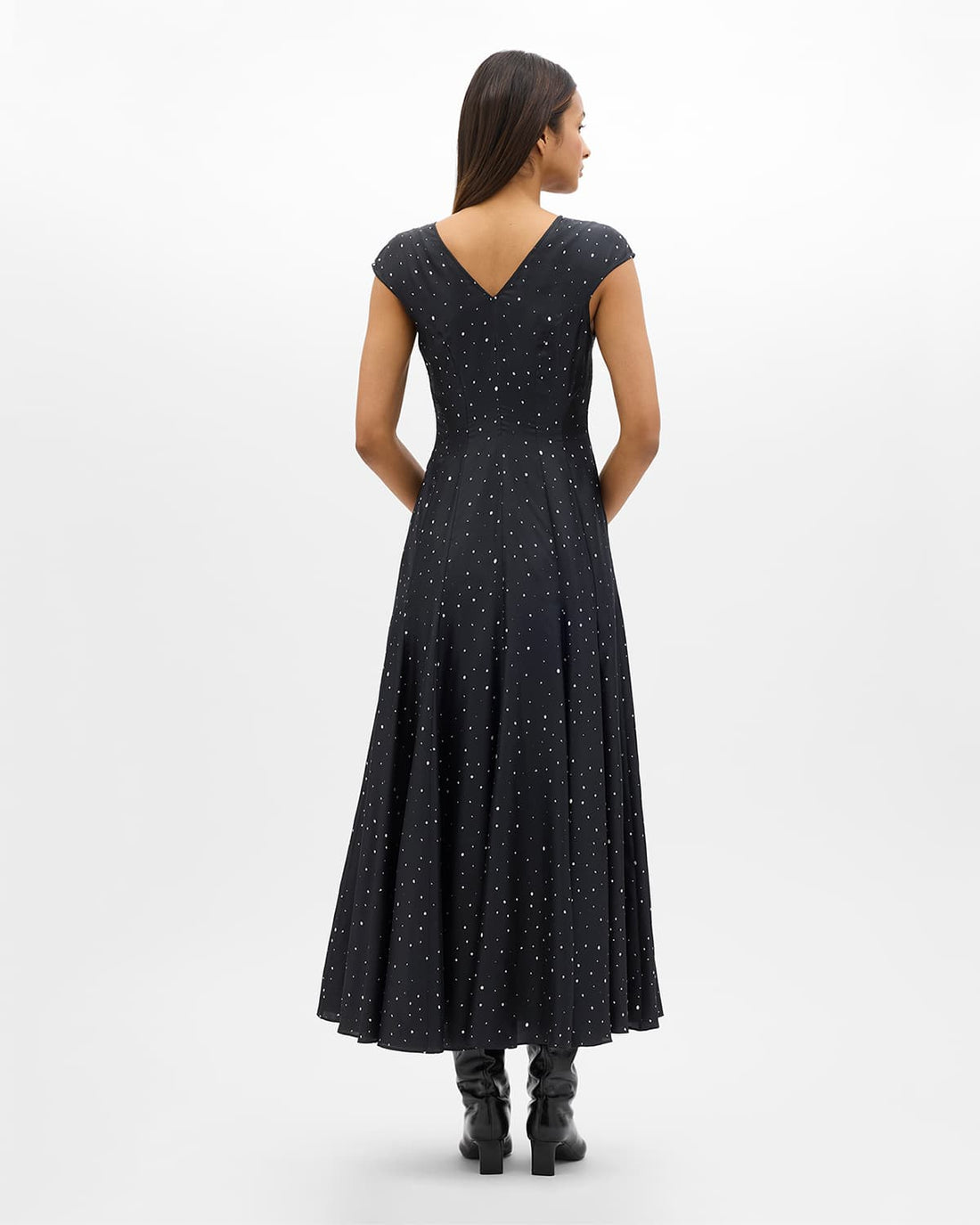 Silk Polka Dot Dress | Black/Cream Dot