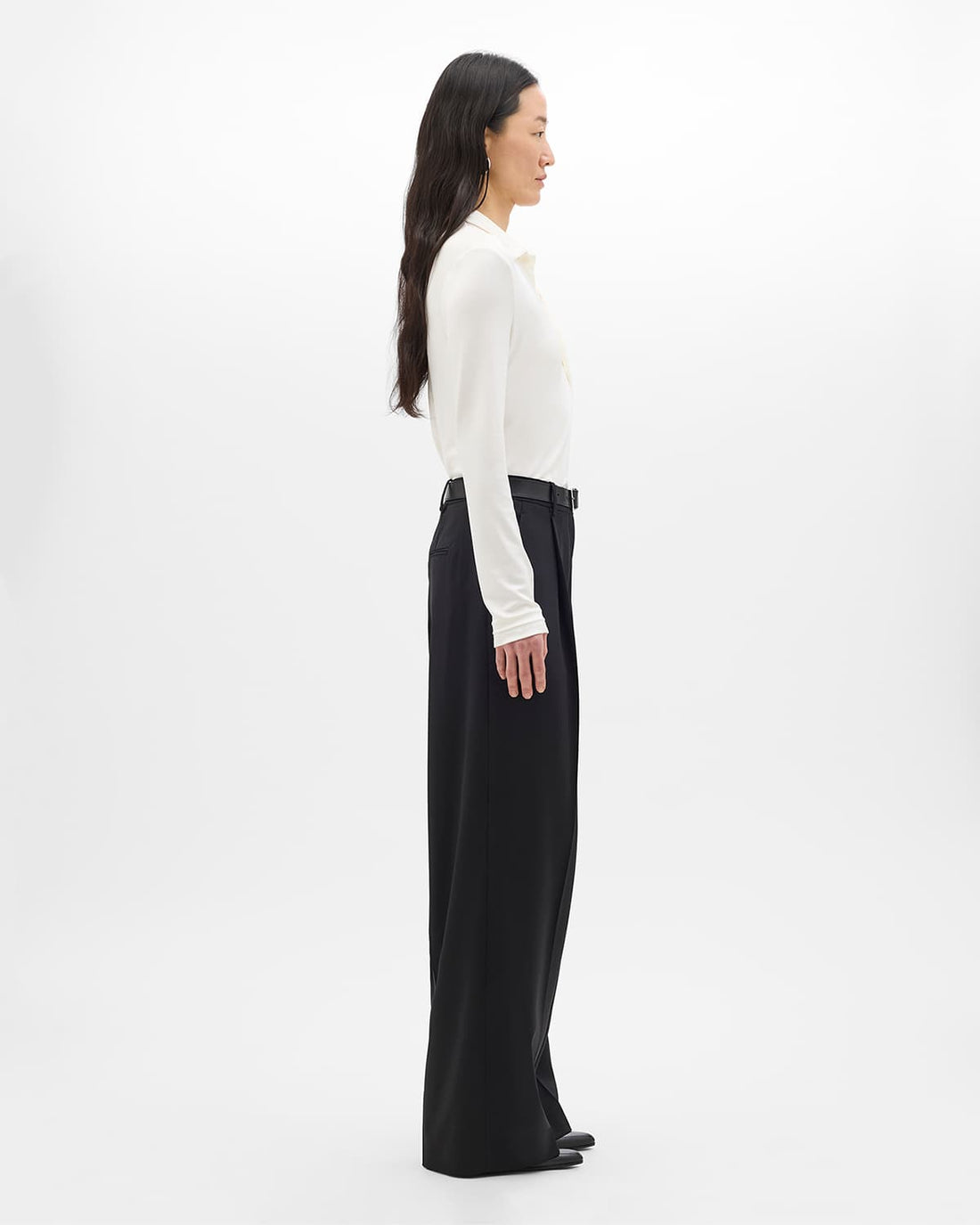 Fluid Long Sleeve Polo | Off White