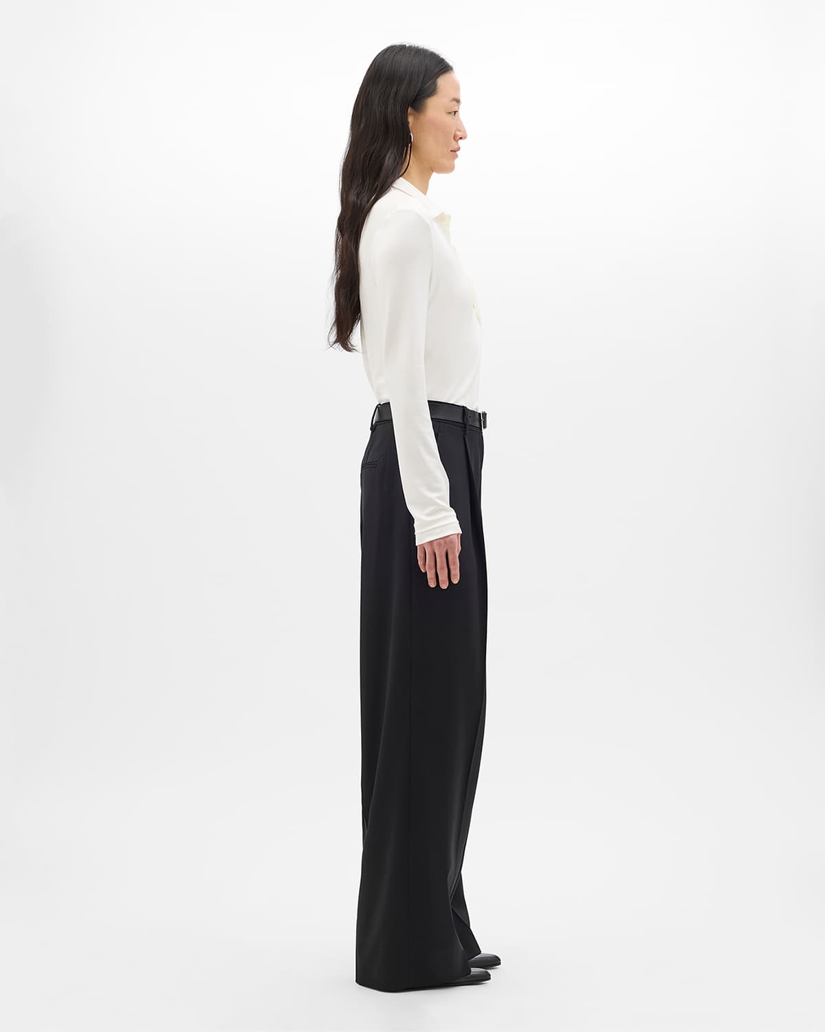 Fluid Long Sleeve Polo | Off White
