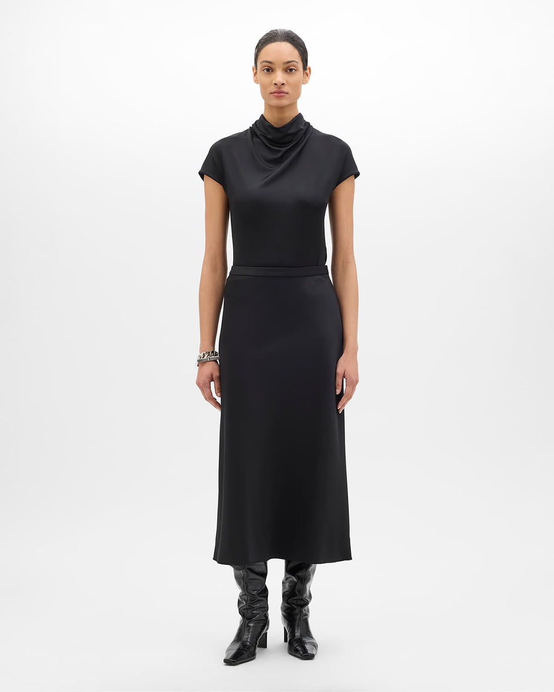 Fluid Cowl Neck Top | Black
