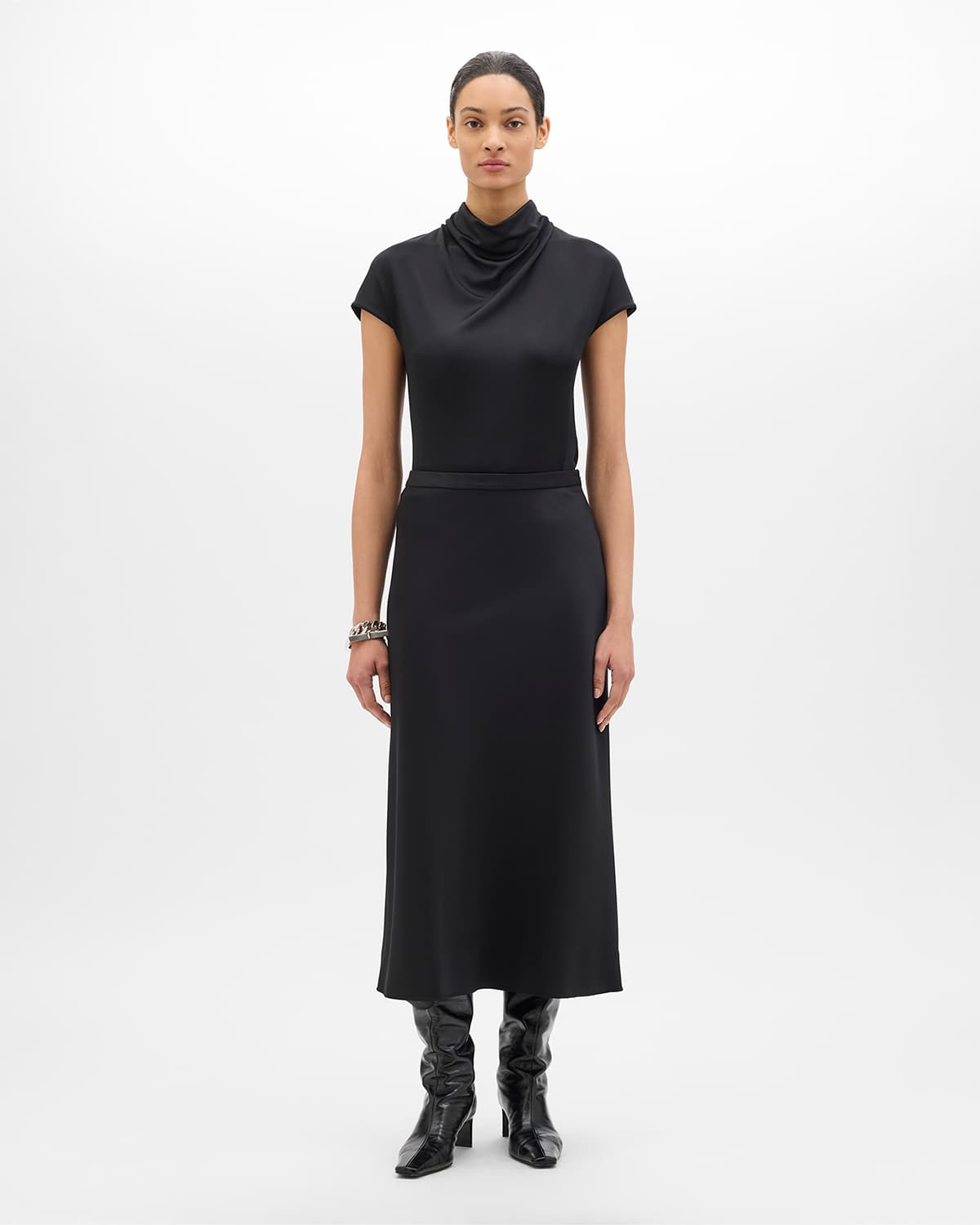 Fluid Cowl Neck Top | Black