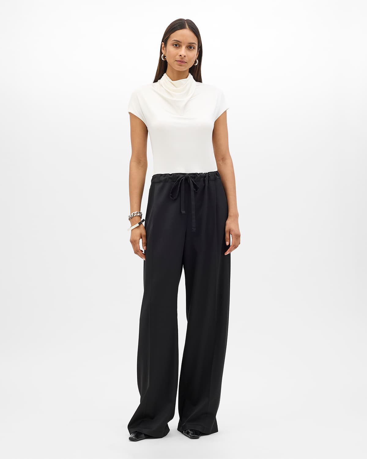 Fluid Cowl Neck Top | Off White