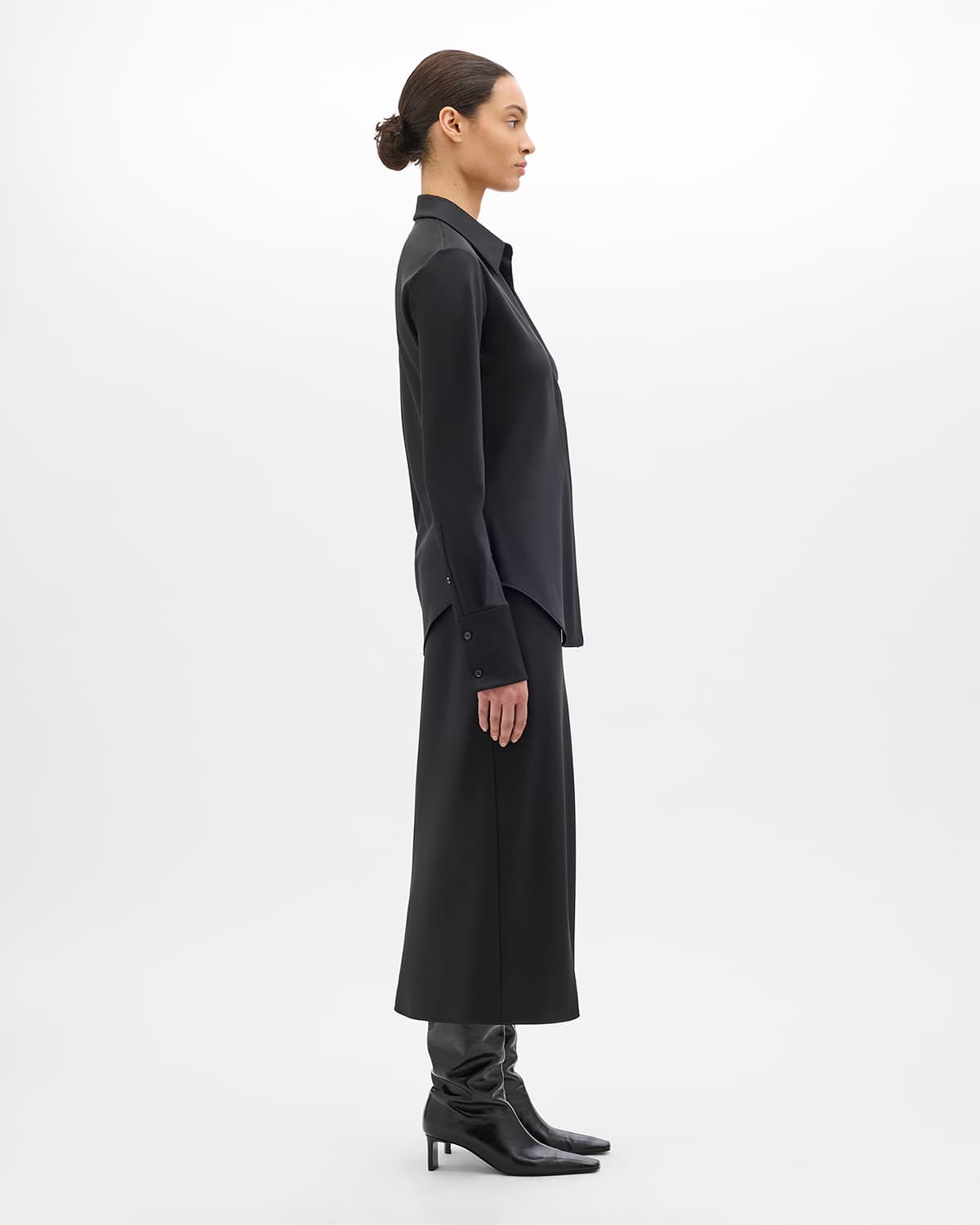 Wool Bias Shirt | Black