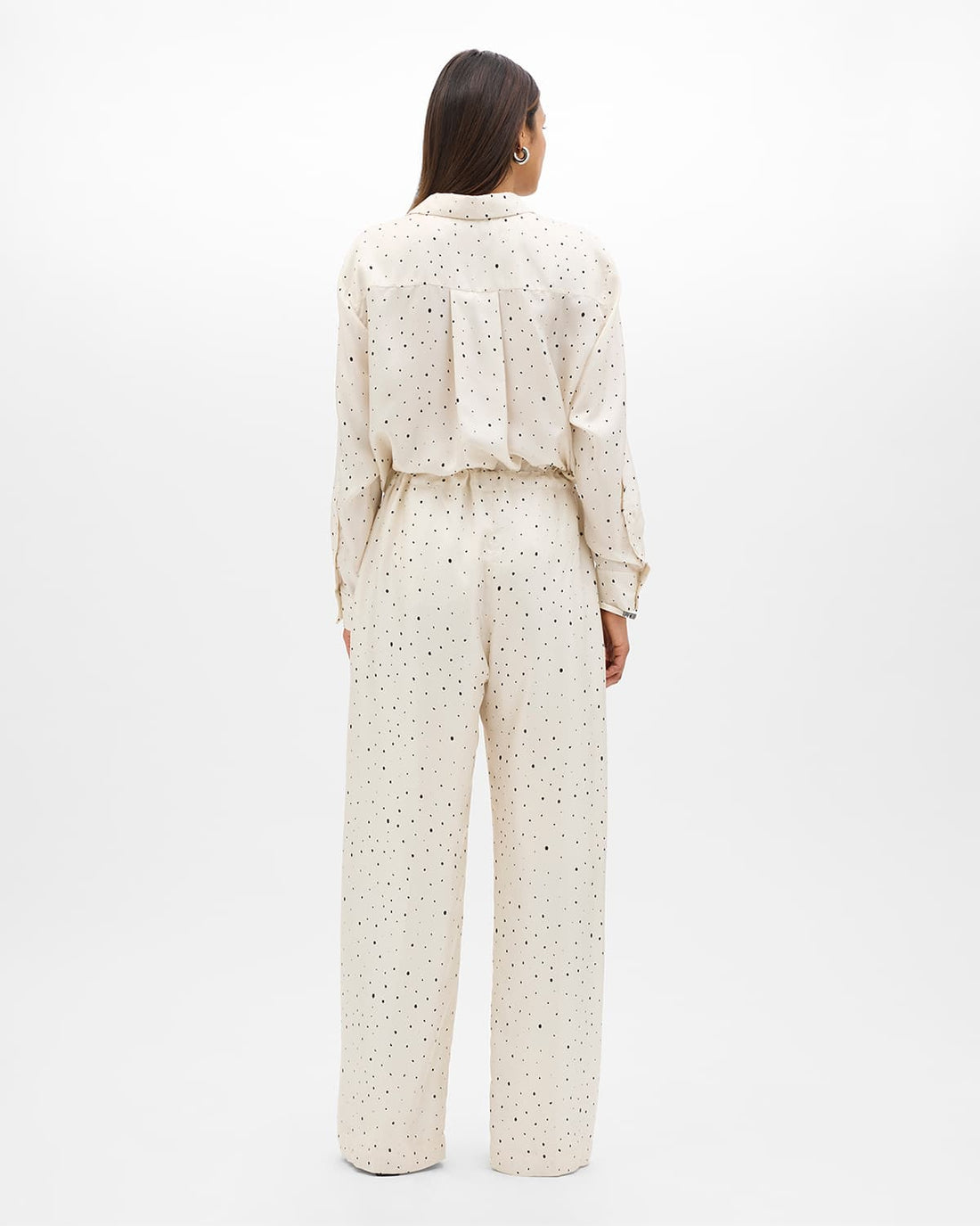 Silk Polka Dot Pant | Cream/Black Dot