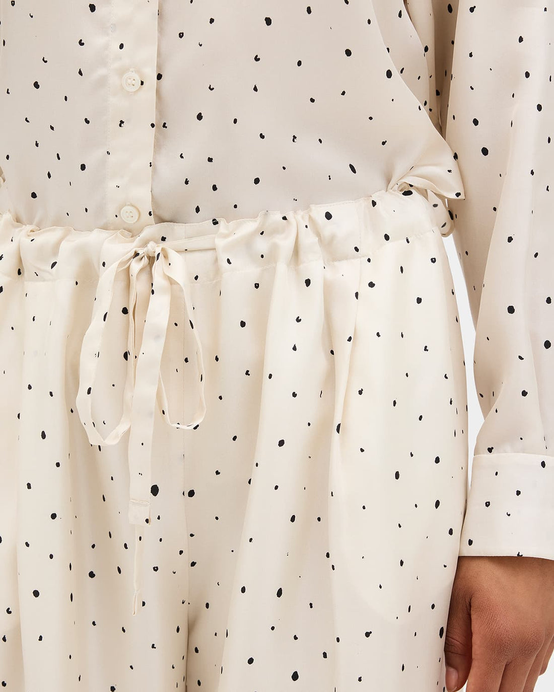 Silk Polka Dot Pant | Cream/Black Dot