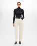 Eyelet Denim Curved Pant | Ecru