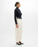 Eyelet Denim Curved Pant | Ecru