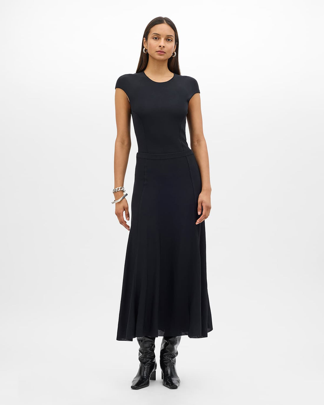 Seamed Fitted Top | Black
