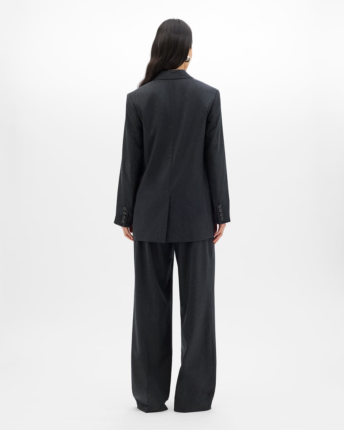 Flannel Relaxed Blazer | Charcoal Melange
