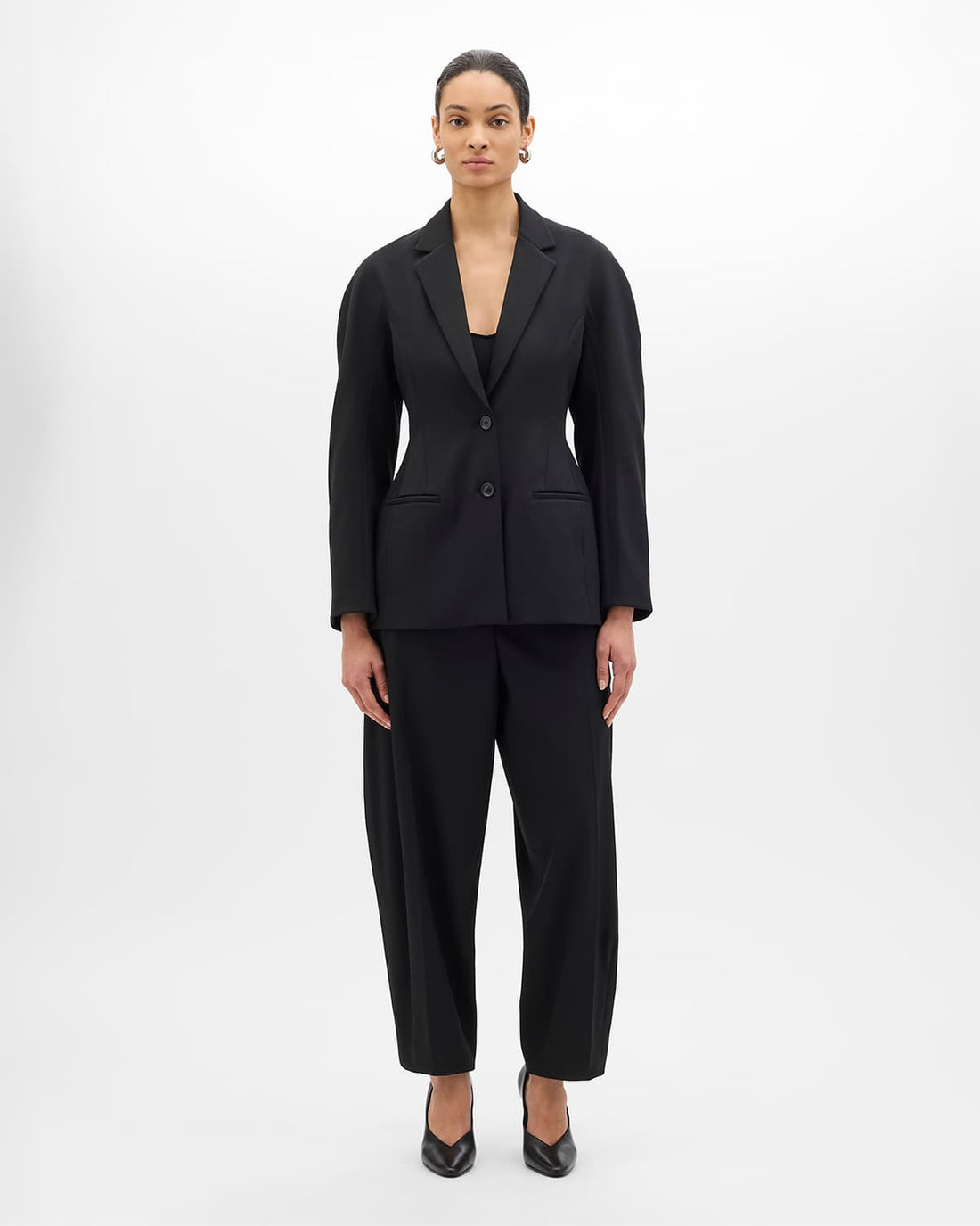 Curved Tailored Jacket | Black