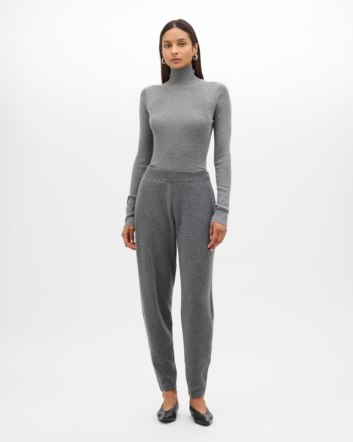 Tapered Knit Pant | Grey Melange