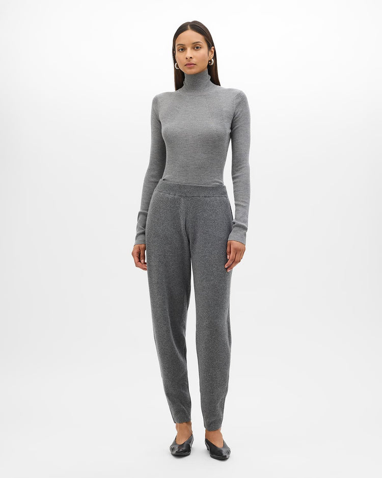 Tapered Knit Pant | Grey Melange
