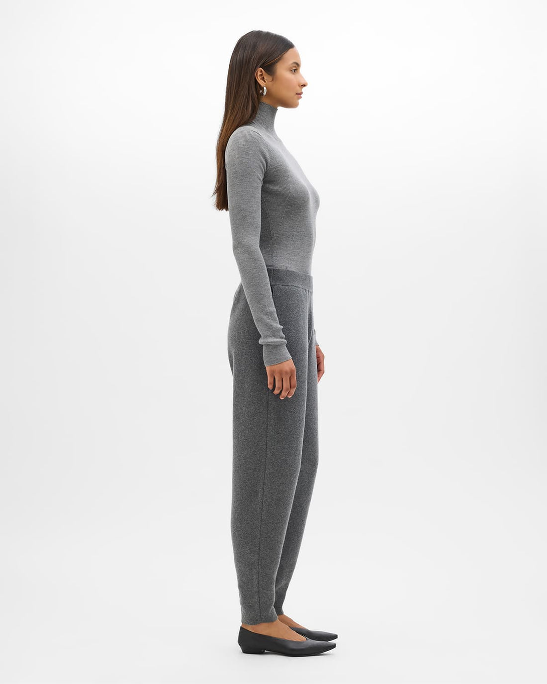 Tapered Knit Pant | Grey Melange