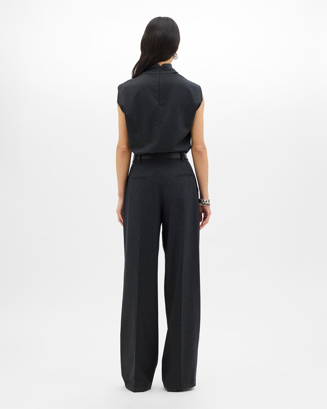 Relaxed Wide Leg Pant | Charcoal Melange