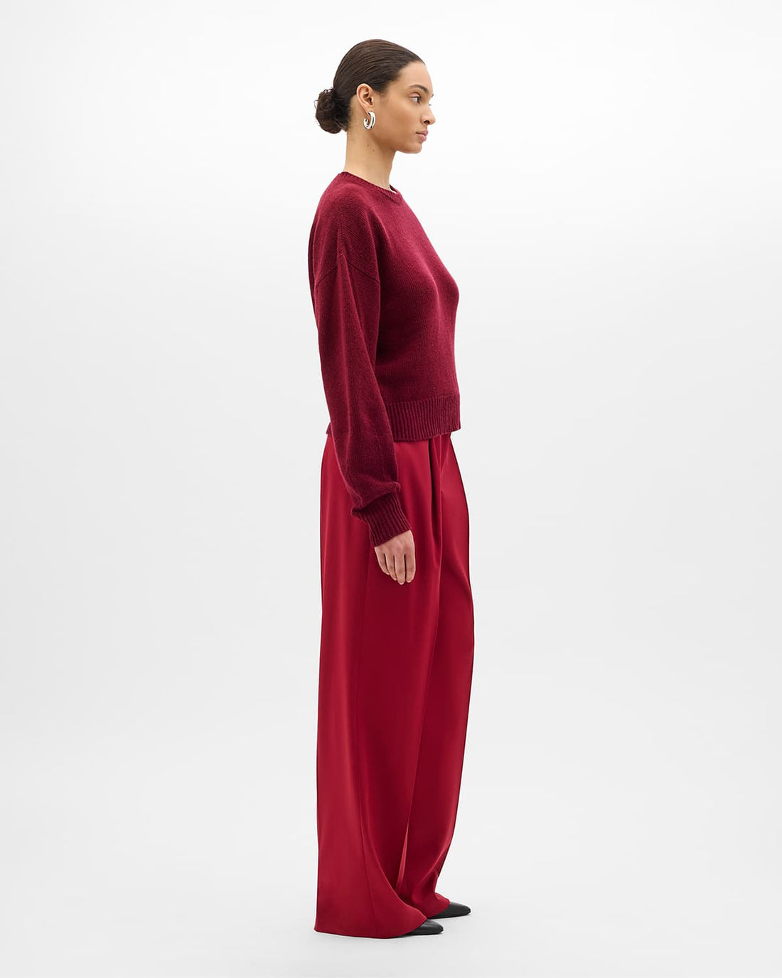 Cashmere Knit Sweatshirt | Pinot Noir