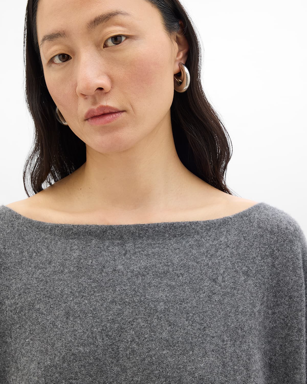 Merino Draped Knit | Grey Melange