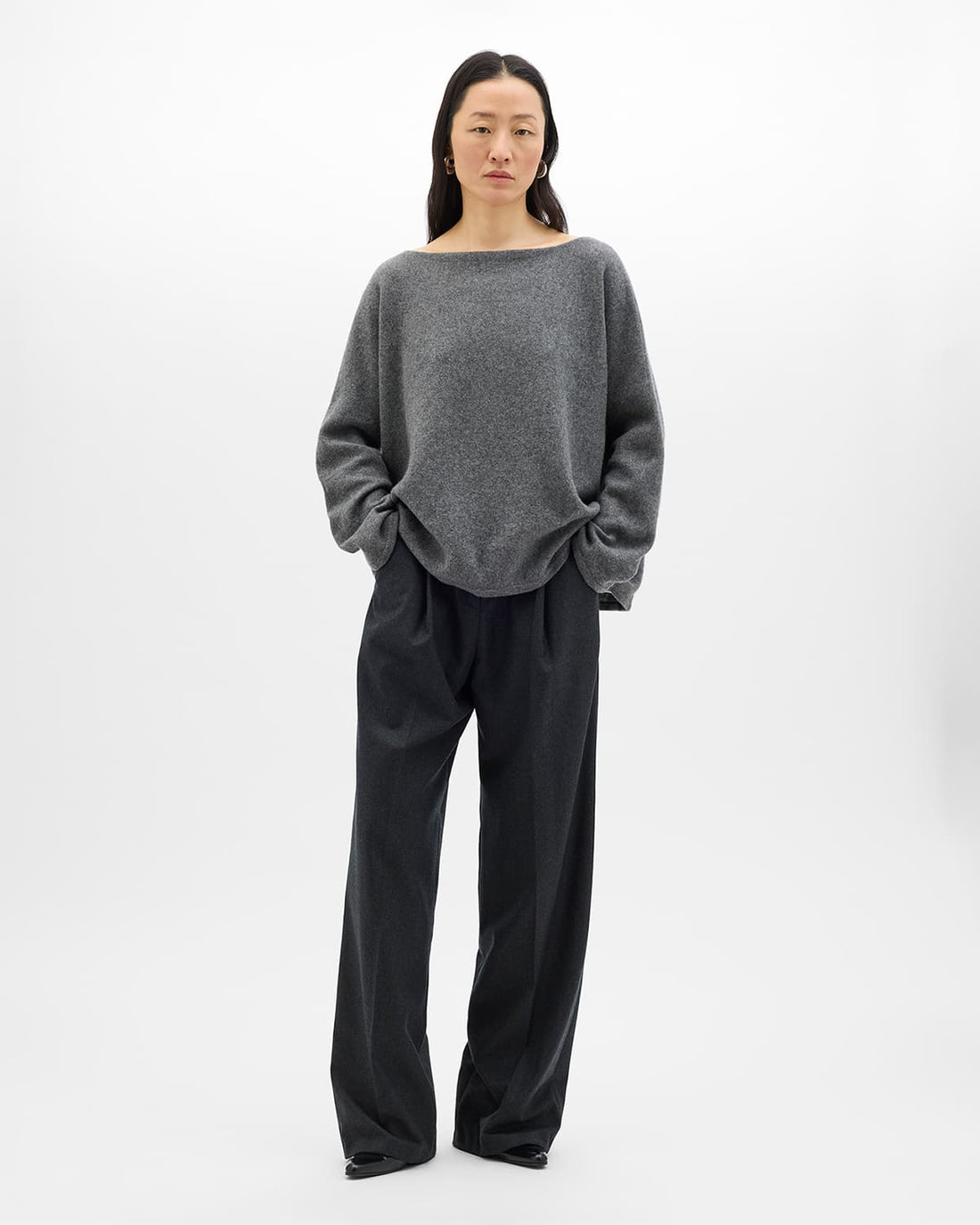 Merino Draped Knit | Grey Melange