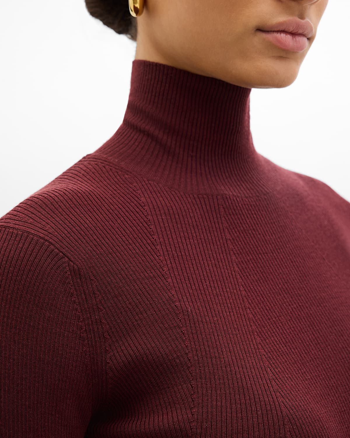 Rib Knitwear Turtleneck | Bordeaux