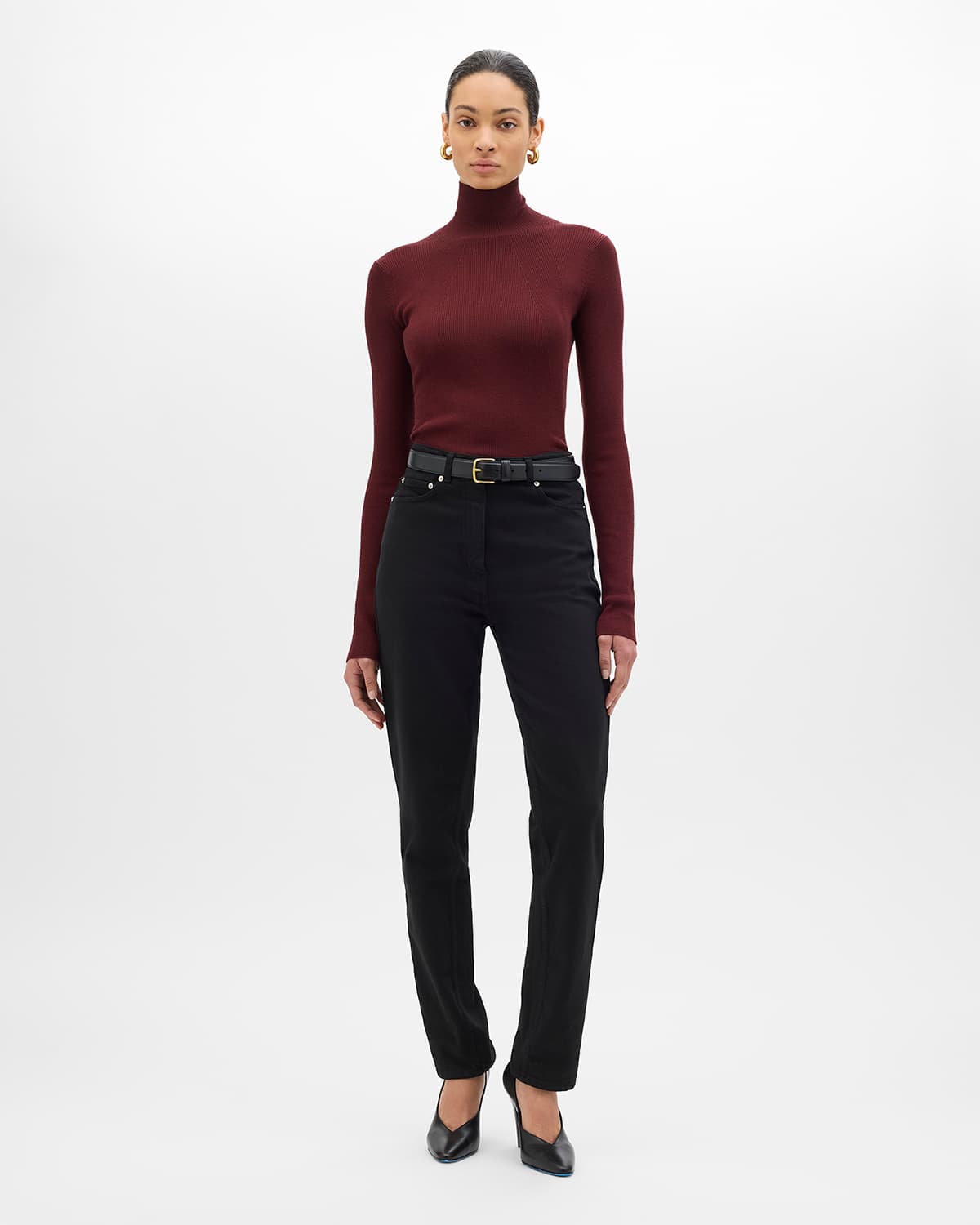 Rib Knitwear Turtleneck | Bordeaux